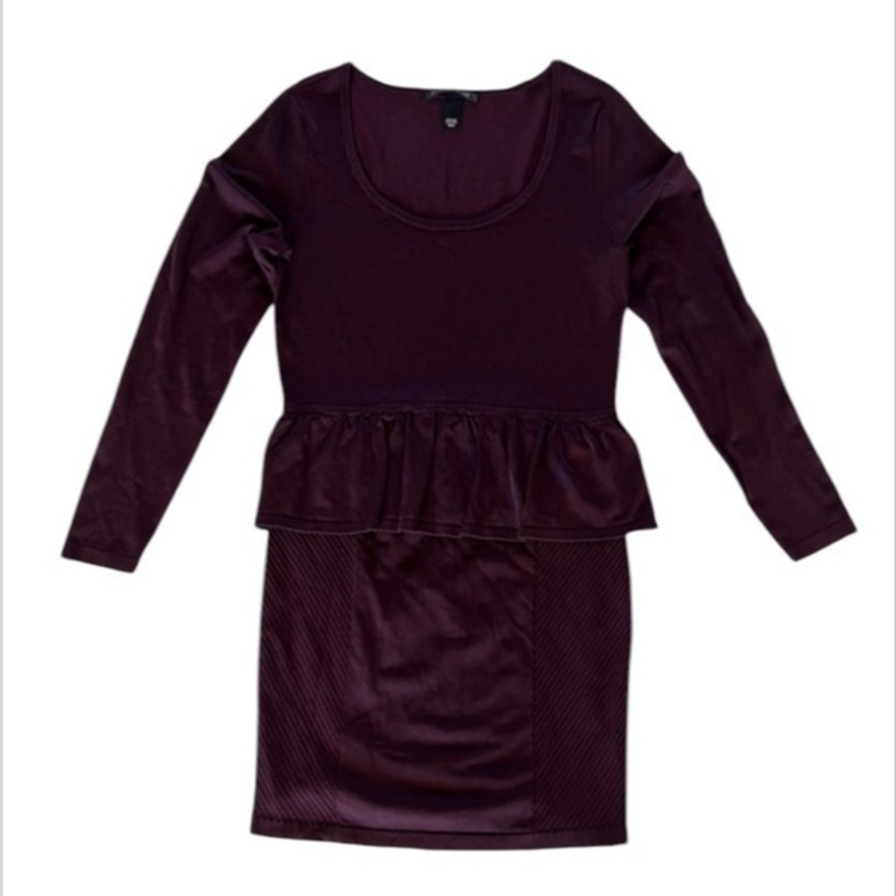 Victoria's Secret burgundy rayon peplum scoopneck dress size medium